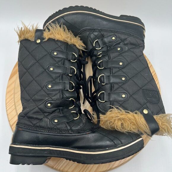 Sorel Tofino II Waterproof Boots Womens 9 Black Insulated Winter Faux Fur - Picture 7 of 12